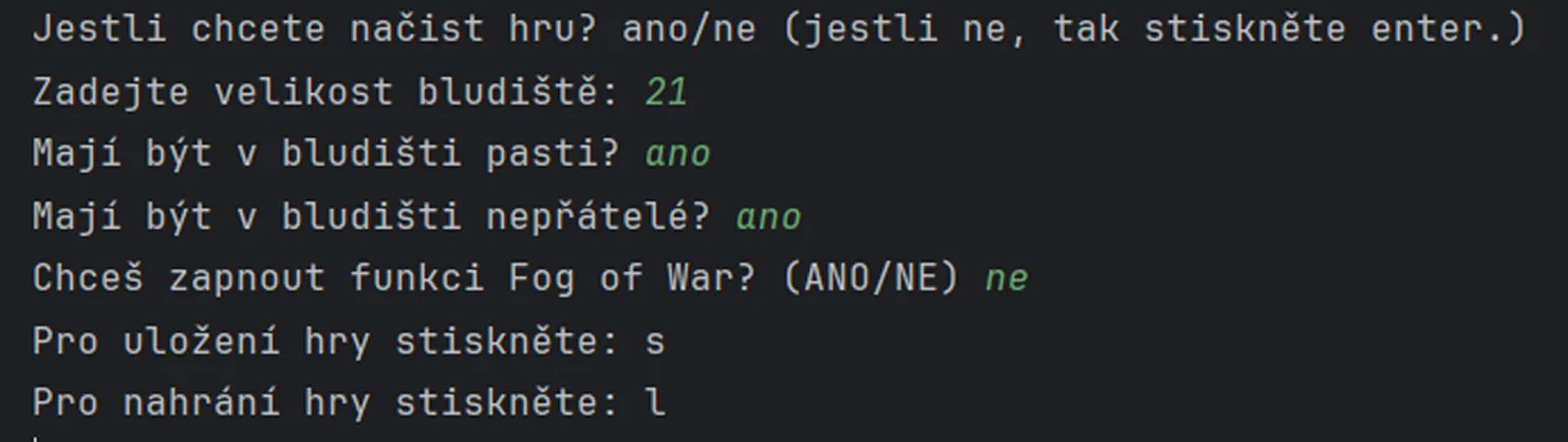 Maze generation menu